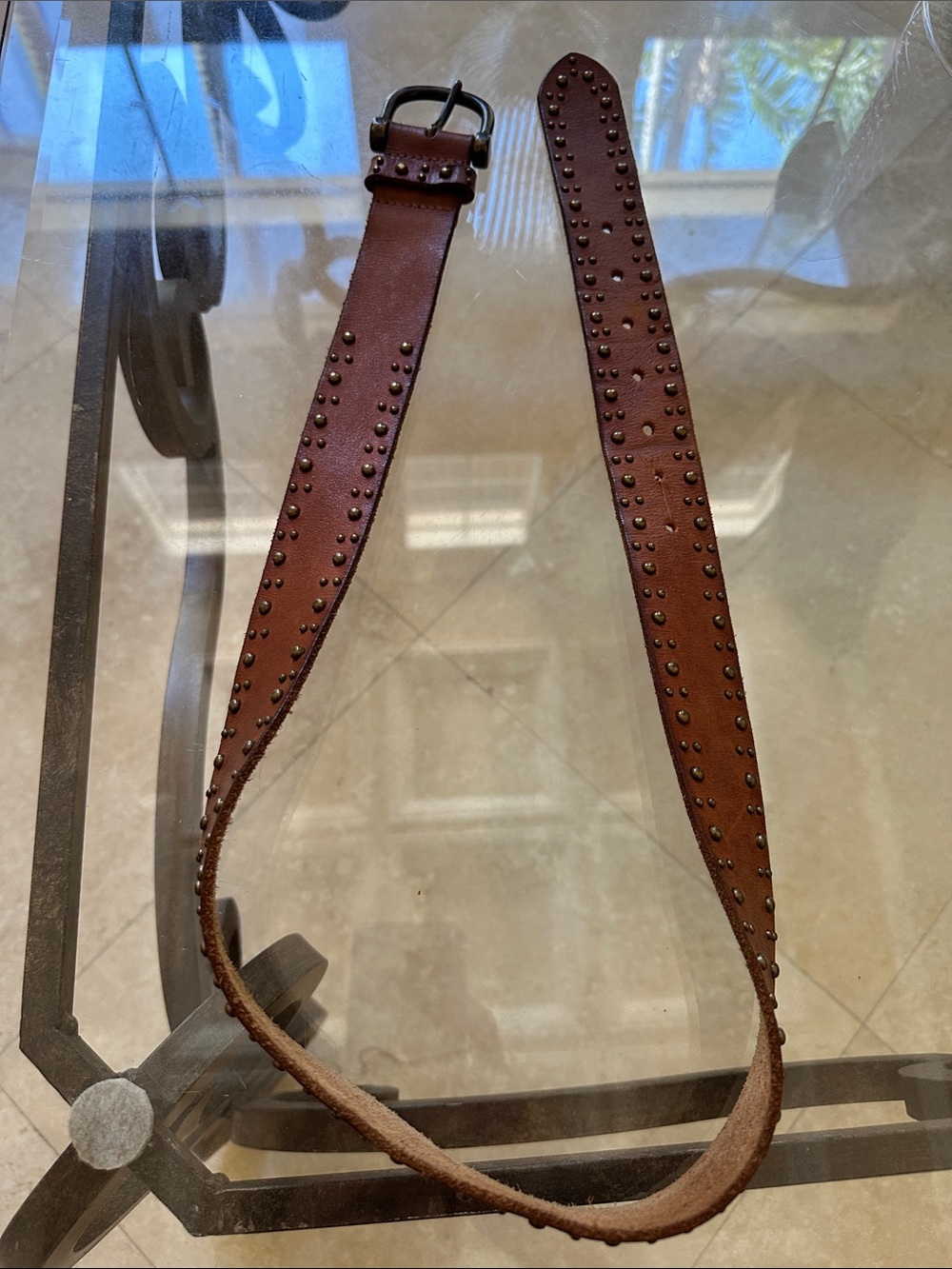 Vintage Abercrombie & Fitch Brown Studded Leather Belt